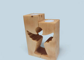 Drewniany Świecznik Aniołek