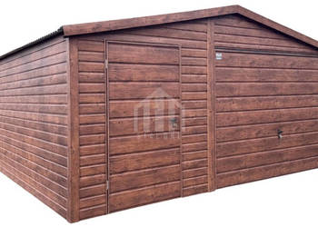Garaż blaszany 5x5m - brama - drzwi - drewnopodobny - dach dwuspadowy SO120 Garaż blaszany 5x5m - brama - drzwi - drewnopodobny - dach dwuspadowy SO120