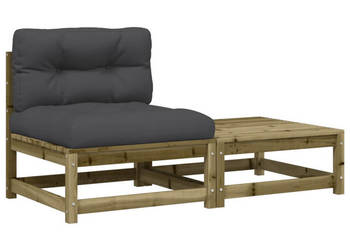 Ogrodowa sofa bez podłokietników z poduszkami i podnóżkiem WM-838140