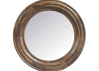 Okrągłe lustro w grubej ramie z drewna- 110cm
