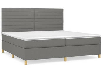 Łóżko kontynentalne z materacem ciemnoszara tkanina 200x200 cm WM-3142442