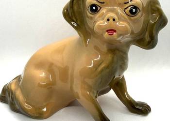 Designerski Pies pekińczyk retro vintage ceramiczna Rzeźba New Look