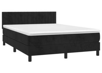 Łóżko z Materacem Kontynentalne Czarne Aksamit LED 140x190cm WM-3134521
