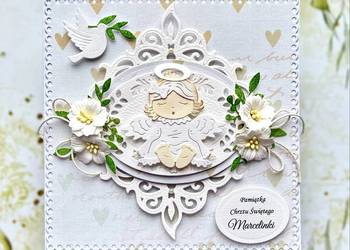 Personalizowana Kartka na Chrzest ręcznie robiona w pudełku