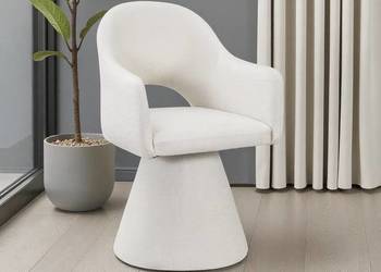 Obrotowe krzesło tapicerowane Solea kremowe, Dostawa 0zł!