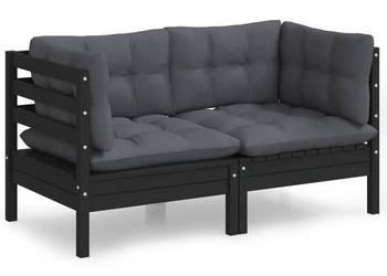 2-osobowa sofa ogrodowa z antracytowymi poduszkami sosnowa WM-3096014