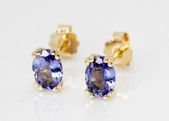 Delikatne kolczyki z naturalnymi tanzanitami – złoto 585