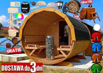 SAUNA Ogrodowa 300cm + OKNO 100% + PRZEBIERALNIA +GRATIS Beczka 500L +Akces