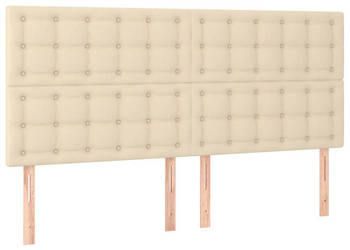 Zagłówek do łóżka z LED kremowy 180x5x118/128 cm tkanina WM-3122877