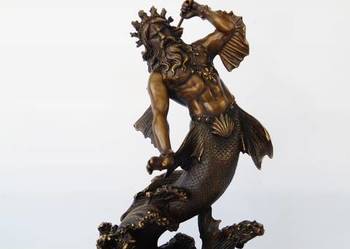 Mityczny POSEJDON Rzeźba Brąz Sygnowany Figura z brązu mitologia