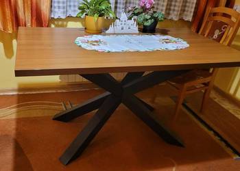 Stół pająk loft metalowy malowany proszkowo z blatem.ciemny brąz