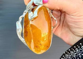 WYPRZEDAŻ wisior srebro 925 bursztyn bałtycki rękodzieło unikat