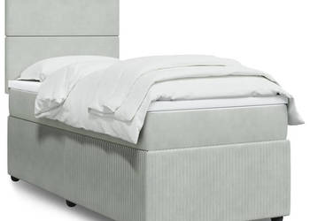 Łóżko kontynentalne z materacem jasnoszare aksamit 90x200 cm WM-3292232