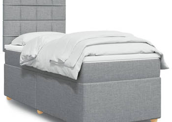 Łóżko kontynentalne z materacem jasnoszare tkanina 80x200 cm WM-3291107