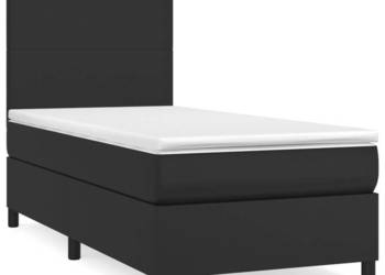 Łóżko z Materacem Kontynentalne Czarne Ekoskóra 90x200 cm WM-3142701
