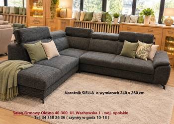 Nowy naroznik SIELLA / 240 x 280 cm / ze spaniem / -40% / Producent PYKA