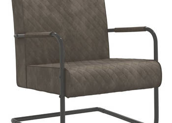 Krzesło wspornikowe jasnoszare obite aksamitem WM-325724