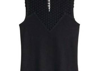 czarny top H&M xs 34 elegancki dekolt siatka siateczka