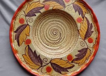 Wielka patera fajansowa Villeroy&Boch - Torgau, zdobiona glazurą uranową.