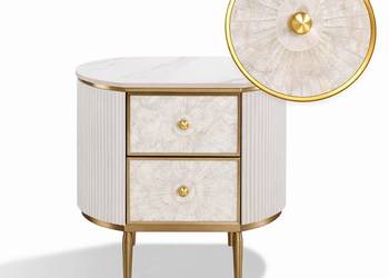 Szafka nocna glamour ecru ryflowana Champion 55x40x55