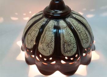 Porcelitowa lampa wisząca tykwa fat lava z lat 70