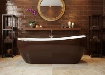 Melania — Czekolada | wanna wolnostojąca 170 cm (zewnętrzny brąz + białe wn