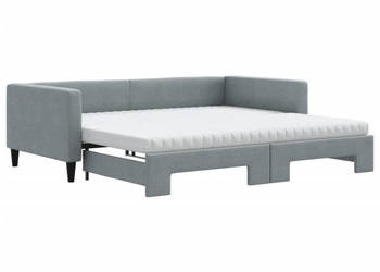 Sofa rozsuwana z materacami jasnoszara tkanina 100x200 cm WM-3196601