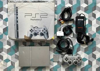 Konsola ps2 slim satin silver, PlayStation SONY, pad, kamerka, karta, box o