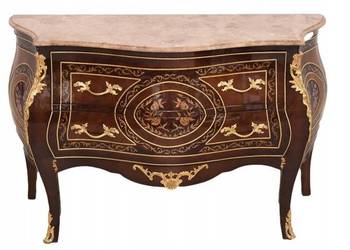 Królewska Drewniana Komoda Inkrustowana - Szafa - Złote Okucia