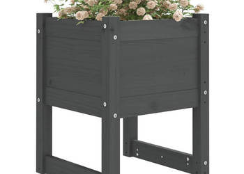 Donice 2 szt. szare 40x40x525 cm lite drewno sosnowe WM-822112
