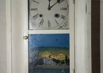 158 Stary zegar ścienny amerykański Waterbury sprawny film gongu