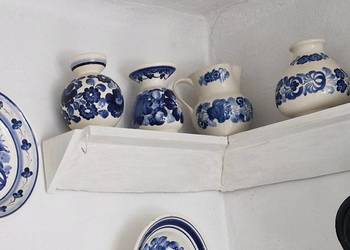 Fajansowe ozdoby 10 szt z Włocławka albo z Koła w kobaltowym malowaniu