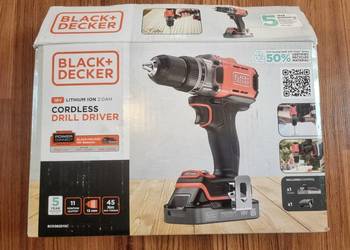 Wkrętarka Black+Decker zasilanie akumulatorowe 18 V BCD382D1XC nowa