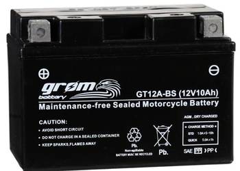 Akumulator motocyklowy 12V 10Ah 180A GROM GT12A-BS YT12A-BS L+