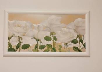 Obraz białe róże w ramie 60x110