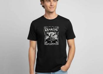 Koszulka męska oddychająca Kraków - Smok średniowieczna rycina - Polska