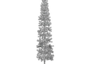 Smukła choinka połówka ze stojakiem sztuczna srebrna 210 cm WM-344597