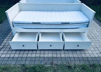 IKEA HEMNES Łóżko Leżanka z 3 szufladami, 2 materace MALFORS białe Transpor