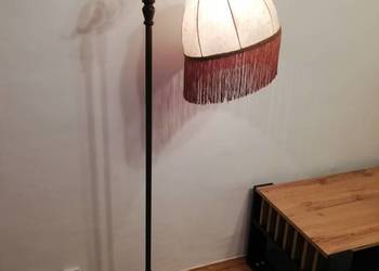 Lampa stojąca z abażurem - przedwojenny Antyk