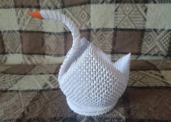 Duży Łabędź Biały Origami Modułowe 3D