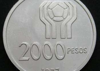 Argentyna 2000 pesos 1977 - MŚ 1978 - srebro - stan 2+