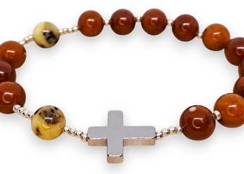 Bransoletka różaniec, dziesiątka różańca z bursztynu, BURSZTYN #1458