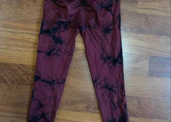 Bordowe leginsy sportowe tie dye bezszwowe scrunch push up rozmiar  L