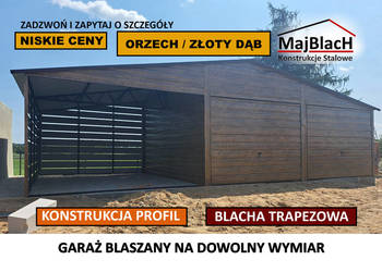 Garaż Blaszany Drewnopodobny - Zadaszenie  Garaże Blaszane – Maj-BlacH