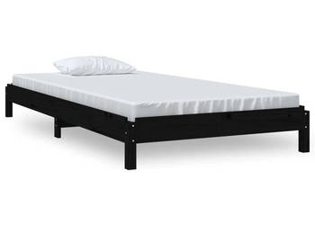 Łóżko sztaplowane czarne lite drewno sosnowe 75x190 cm WM-820411