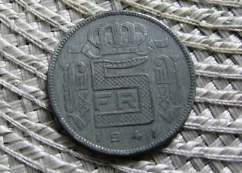 Belgia 5 Franków 1941r - Cynk