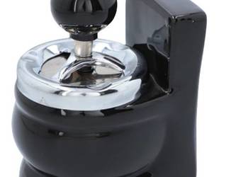 Czarna Popielniczka Ceramiczna w Kształcie Kibelka WC Toalety Zamykana