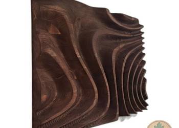 Płaskorzeźba drewniana - fale wody, dekoracja ścienna