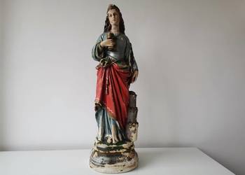 Stara unikatowa przedwojenna gipsowa figurka, figurka Święta Barbara /52cm/