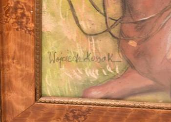 Wojciech Kossak - Żołnierz Na Koniu z Fajką - Obraz Pastel za Szkłem